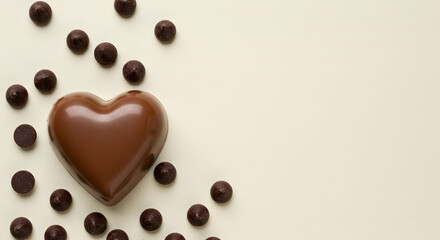 Fototapeta premium Heart-shaped, Candy, Sweets, Chocolate Heart with Chocolate Chips