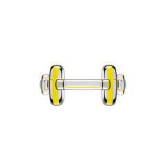A gleaming barbell emphasizing strength with bold yellow accents against a on transparent background