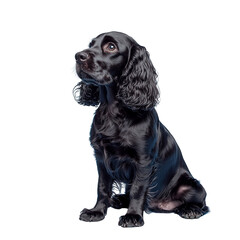 Obraz premium A stylized illustration of a sitting dog with curly fur, showcasing its attentive expression. isolated on white background and transparent background