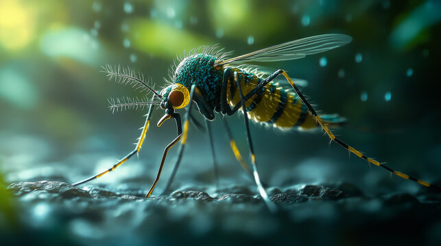Close-up digital illustration of the Zika virus and its medical significance