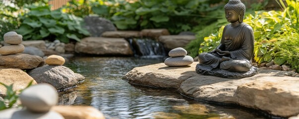 Buddha Statue by Pond