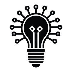 a traditional light bulb with digital circuit line.