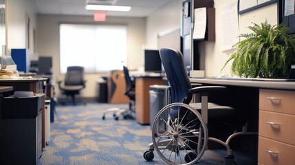 Fototapeta premium modern accessible office workspace with wheelchair