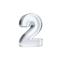 A luminous reflective number two shining brightly representing second on transparent background