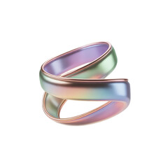A mesmerizing iridescent ribbon entwined in a graceful dance against on transparent background