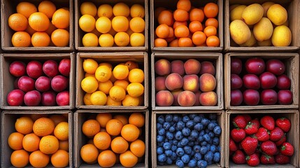Colorful Fruit Crate Display.