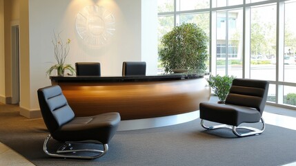 Fototapeta premium modern office reception area with comfortable seating
