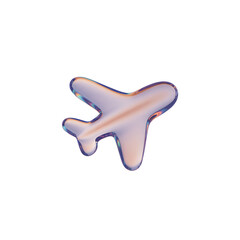 A shimmering translucent airplane symbol soaring with dreams against a on transparent background