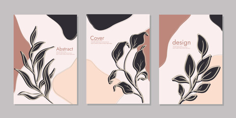 aesthetic book cover set. Bohemian style Collection of contemporary artistic. For brochures, books, catalogs, invitations, notebooks, planners. Vector illustration