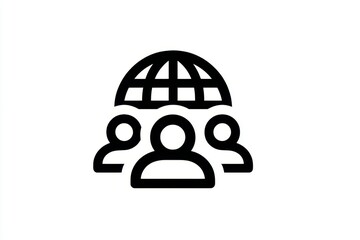 a minimalist globe icon surrounded by simple people icons symbolizing population