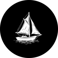 Monochrome sailing vessel amidst the deepness of night, isolated depiction