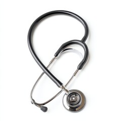 High-Resolution Image of a Black Stethoscope Isolated on White