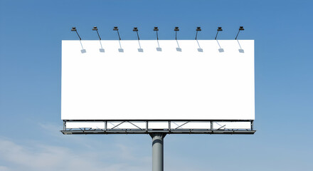 Obraz premium Empty, Advertisement, Advertising, Blank Billboard Against a Blue Sky