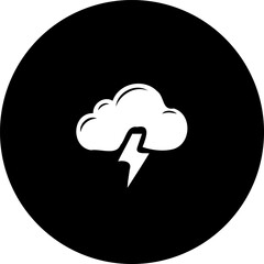 Stylized weather icon of cloud with lightning in a circular composition