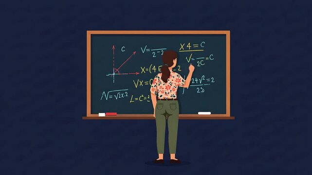 Illustration of math equations on chalkboard in vector style