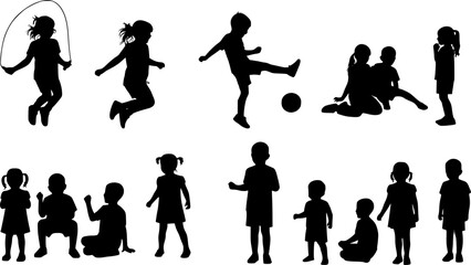 Vector silhouette of set of children.
