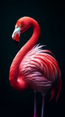 Obraz premium Graceful flamingo profile against a dark background