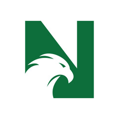 Eagle Logo combine with letter N vector template