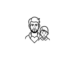 Father Holding Baby in Arms,  Emotional Black and White Vector for Father’s Day.