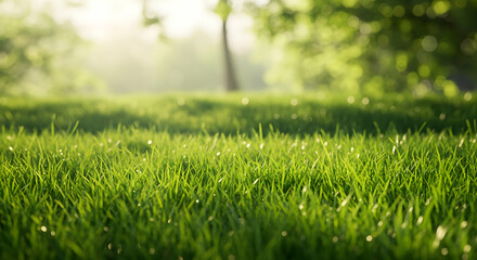 Fototapeta premium Lawn, Meadow, Field, Lush Green Grass in Sunlight