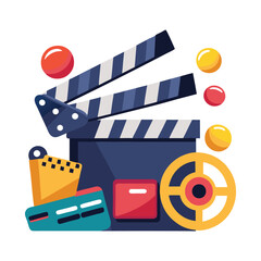 clapboard movie action object vector