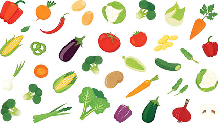 Colorful Variety of Fresh Vegetables Pattern