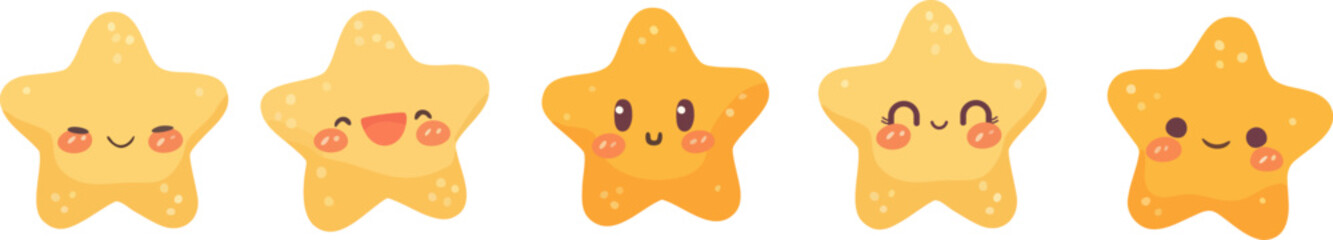 Five adorable cartoon stars set1
