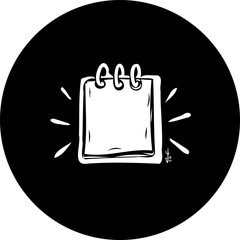 Stylized Notepad Icon with Radiating Light, Enclosed in a Circular Frame