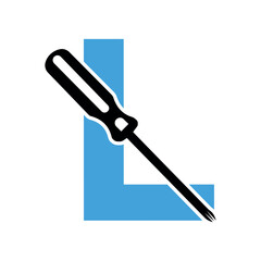 Electrical tools Logo combine with letter L vector template
