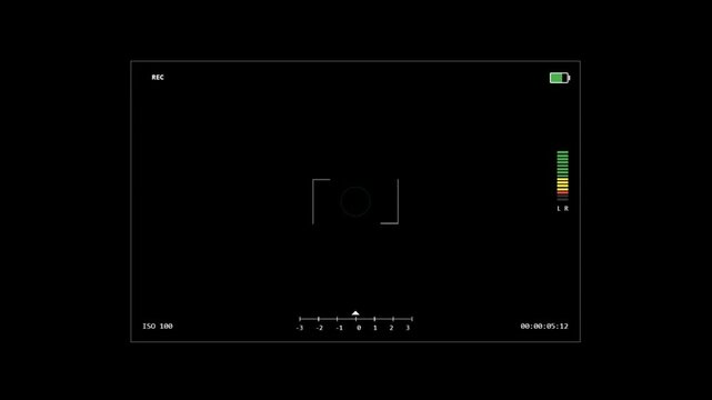Digital Camera and Mobile Phone Recording Screen Overlay Animation Background, Camera Viewfinder Screen Overlay Suitable for Overlay Alpha Channel Use, 4K stock video
