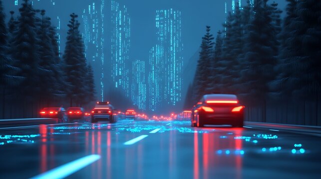 A secure server car, traffic, road with controlled access and monitoring
