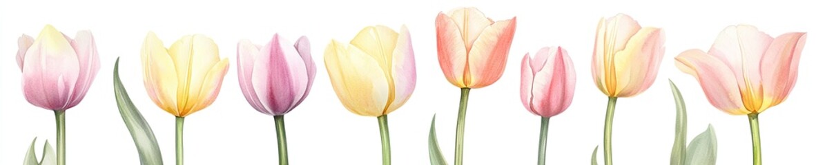 Naklejka premium Pastel tulips in various shades