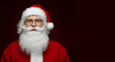 Father christmas, Christmas, Holiday, Santa Claus Portrait Against Dark Background