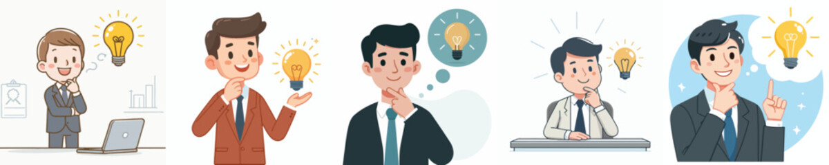 vector businessman gets a brilliant idea with a light bulb symbol