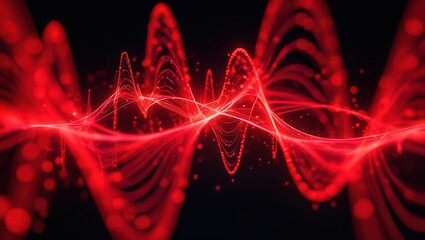 Dynamic Abstract Red Wavy Lines Representing Flowing Data Streams, Energetic Pulses, or Complex Digital Networks, Ideal for Technology and Connectivity Concepts
