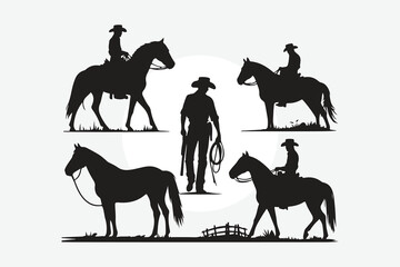 silhouette of horses and cowboy's in black