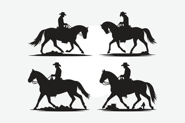 silhouette of horses and cowboy's in black
