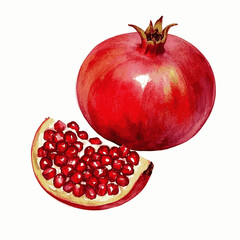 Crimson Flow in Watercolor pomegranate isolated vector illustration svg