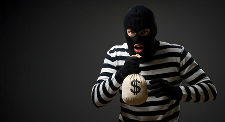 Thief, Robber, Criminal, Burglar with a bag of money