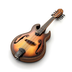 Fototapeta premium Detailed studio shot of an ornate mandolin featuring elaborate design work and craftsmanship.