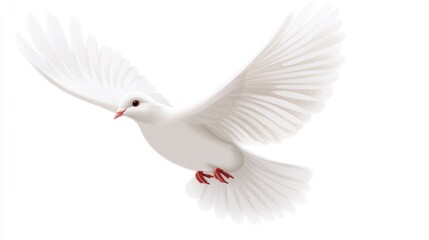 Fototapeta premium Elegant flight of a white dove conveying peace and purity gracefully