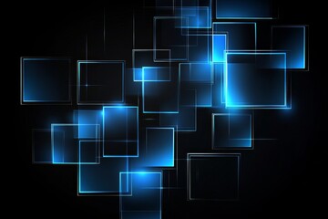 Abstract Blue Squares on Dark Background