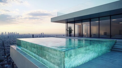 Sky-High Serenity: Modern Architecture with an Infinity Pool Overlooking the Cityscape