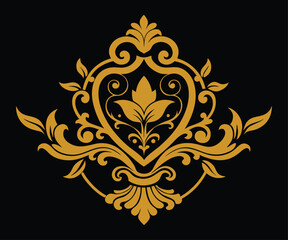 Abstract floral vector design with ornate swirls and vintage leaf elements.