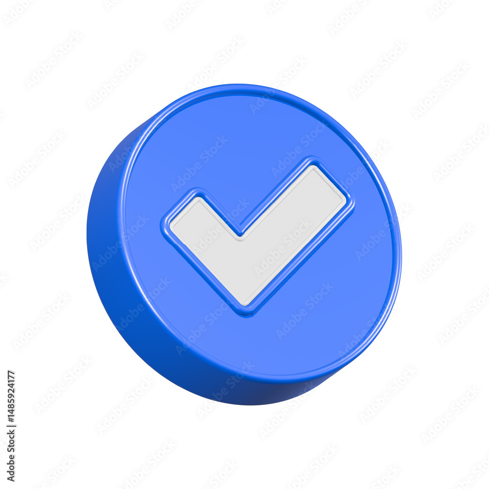 Poster check mark approve icon check list 3d rendering