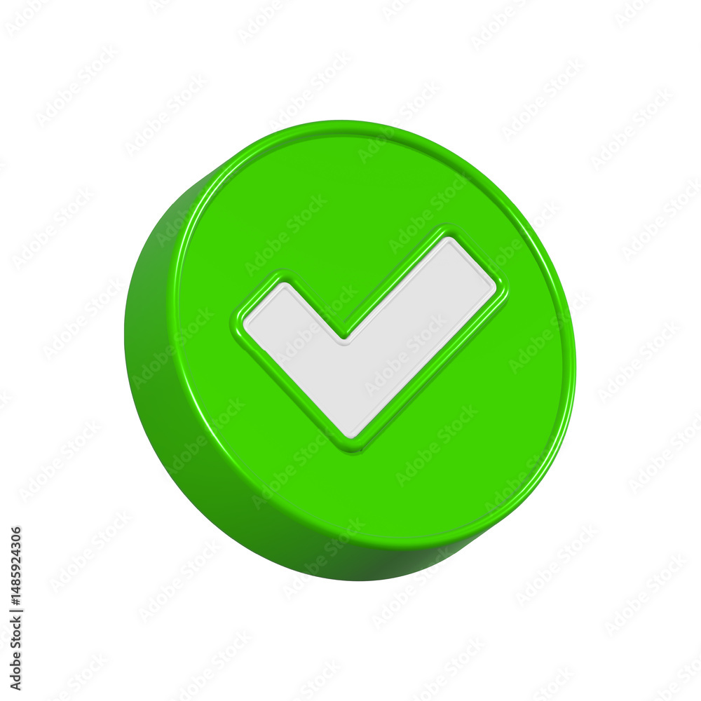 Poster check mark approve icon check list 3d rendering