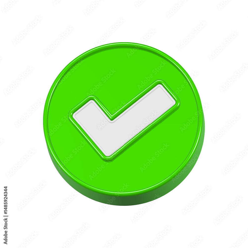 Poster check mark approve icon check list 3d rendering