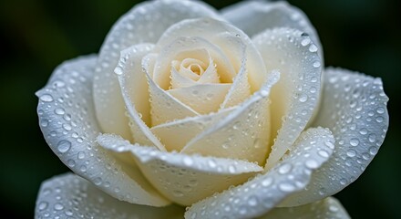 Close-up of a Dew-Kissed White Rose Exquisite Floral Photography