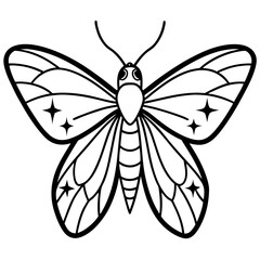 Elegant Glitter Moth Vector Outline