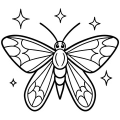 Elegant Glitter Moth Vector Outline